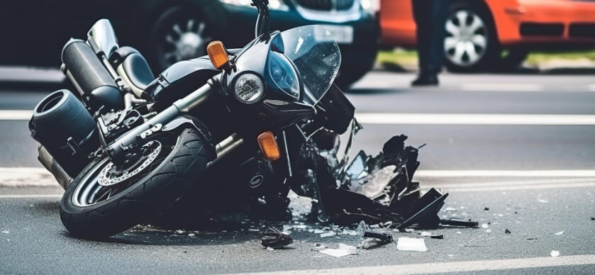A motorcycle accident with an injured biker needing assistance from a Longmont motorcycle accident attorney.