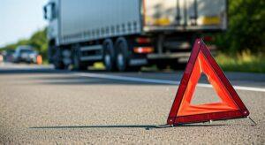 Truck accident hazard warning on a Longmont roadway involving a commercial vehicle