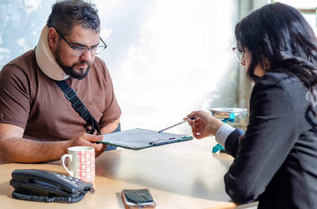 Man in a neck brace | premises liability attorney | The Law Offices of Edward Smith LLC